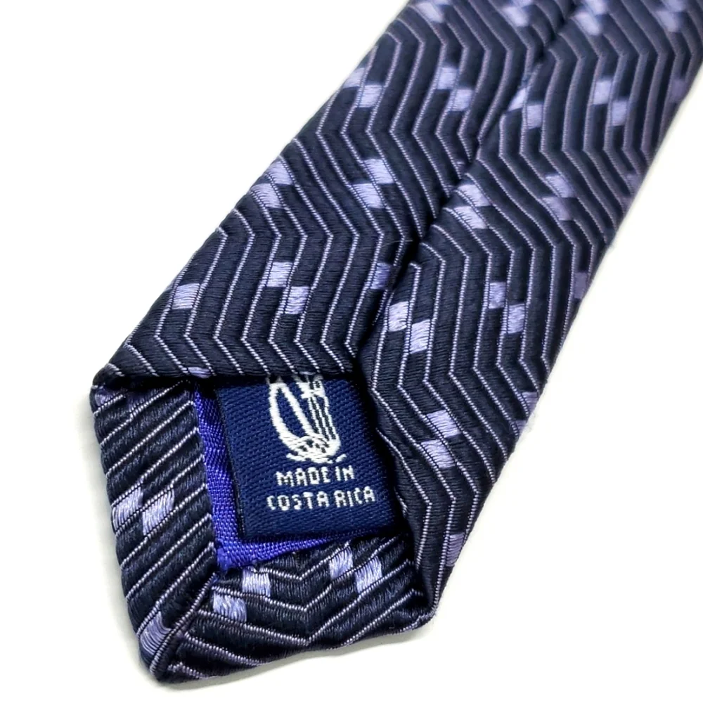 Nautica Silk Geometric Lines Blue Gray Tie EUC